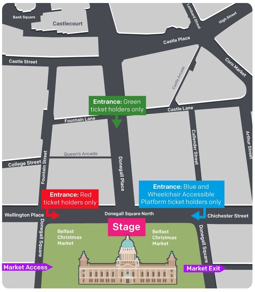 Belfast Christmas lights switch-on map Belfast Christmas lights switch-on map