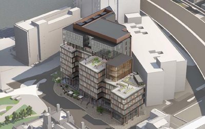 CGI image of new Grade A office building at City Quays